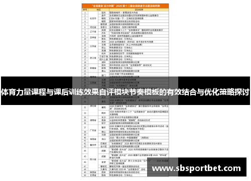 体育力量课程与课后训练效果自评模块节奏模板的有效结合与优化策略探讨